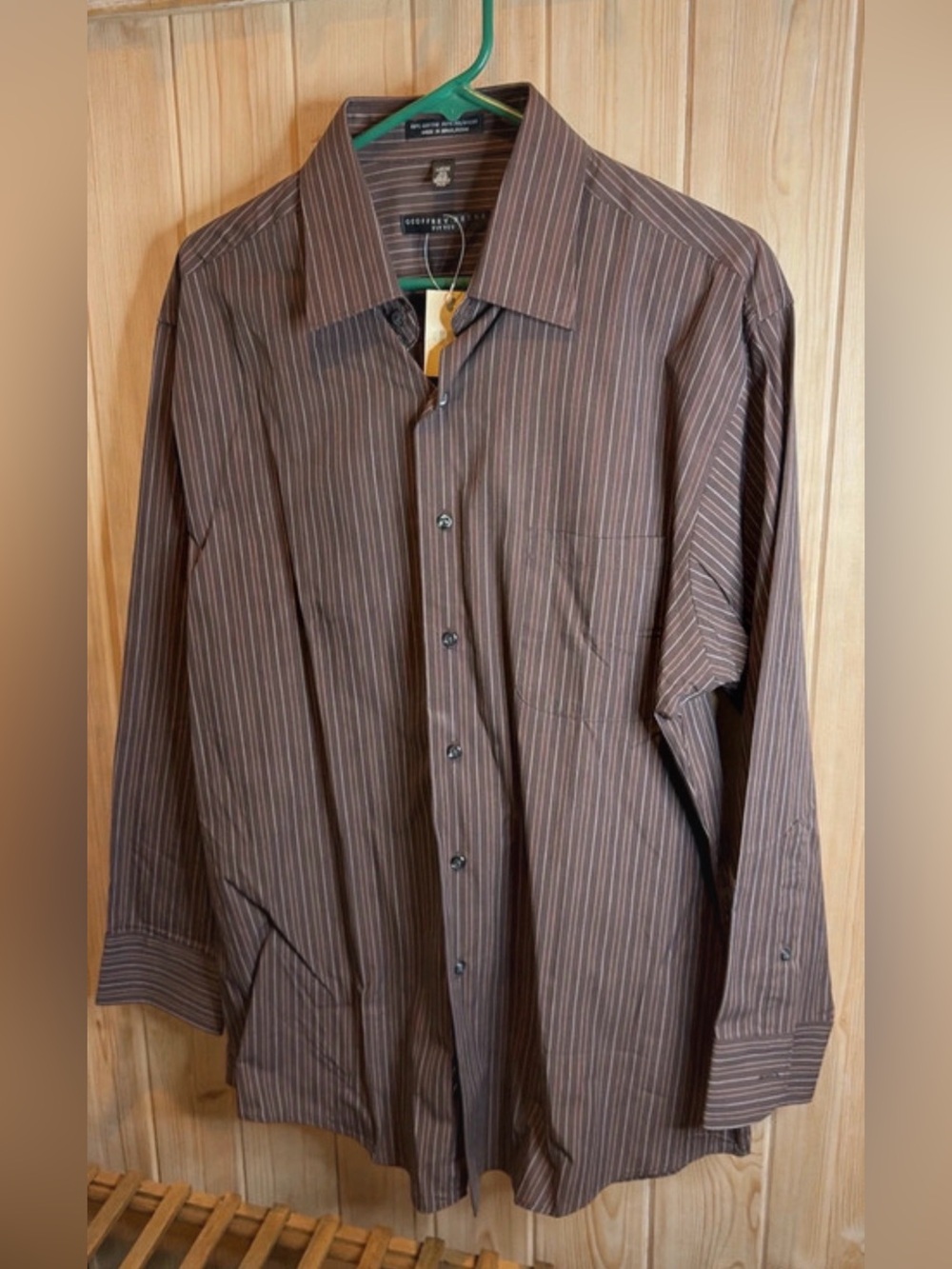 Geoffrey Beene Men's Brown Stripe Dress Shirt